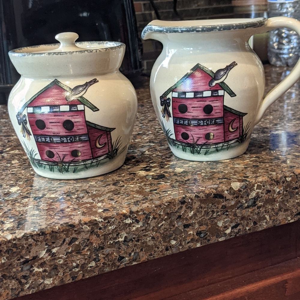 Sugar bowl and creamer